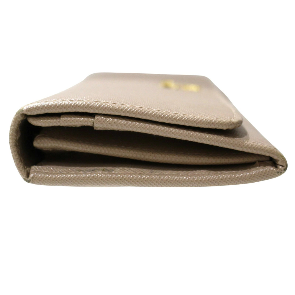 PRADA Saffiano Metal Leather Long Wallet CAMMEO Pink Beige Flap Double Snap - Picture 4 of 10